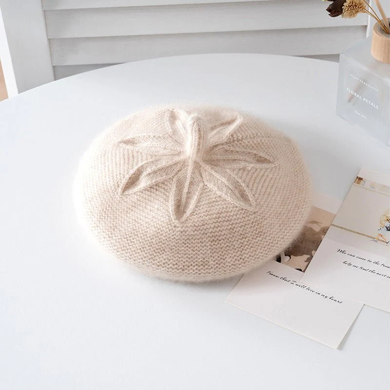 Boina de cachemira de punto floral para niñas Gorro de cachemira de invierno suave para niños - Imagen 3