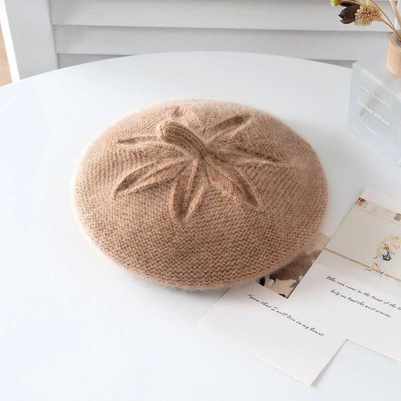 Boina de cachemira de punto floral para niñas Gorro de cachemira de invierno suave para niños - Imagen 4