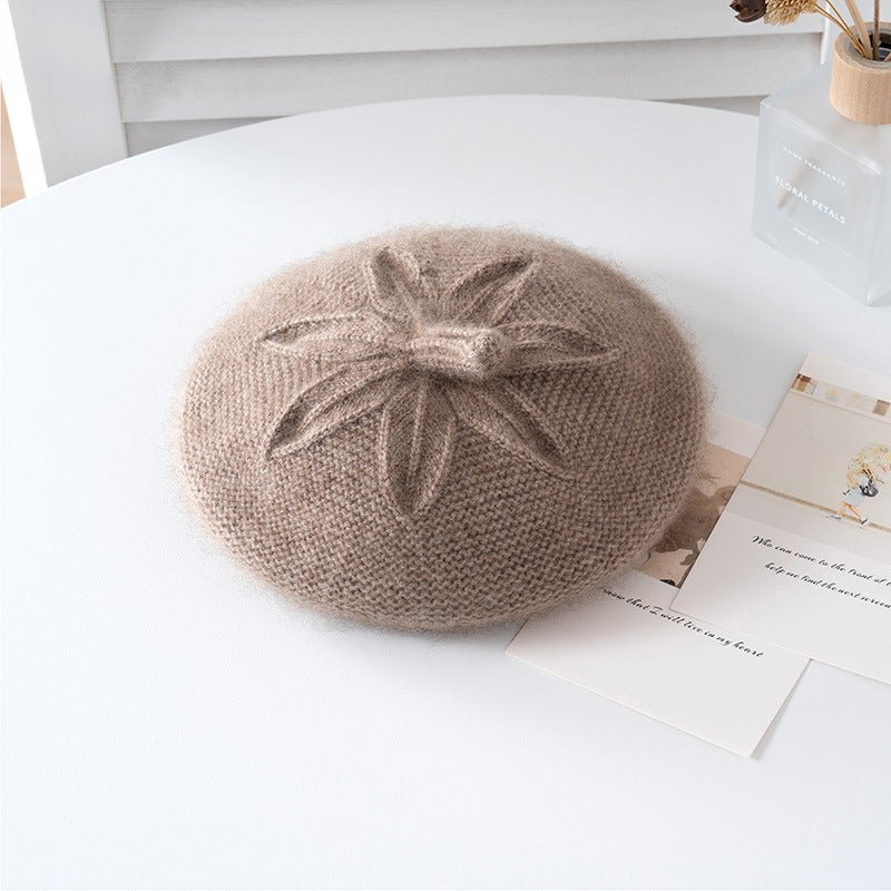 Boina de cachemira de punto floral para niñas Gorro de cachemira de invierno suave para niños - Imagen 6