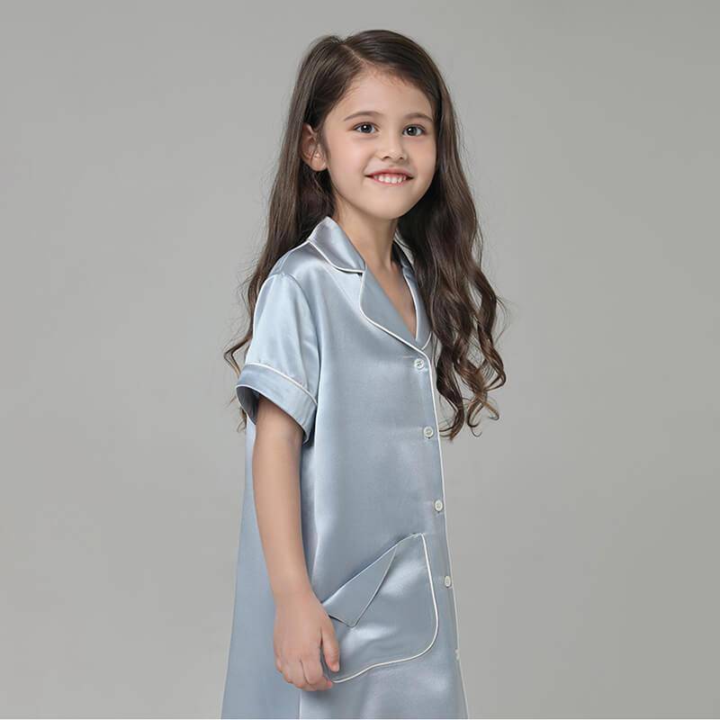 Camisón de seda para niñas Ropa de dormir para niños de seda pura - Imagen 3