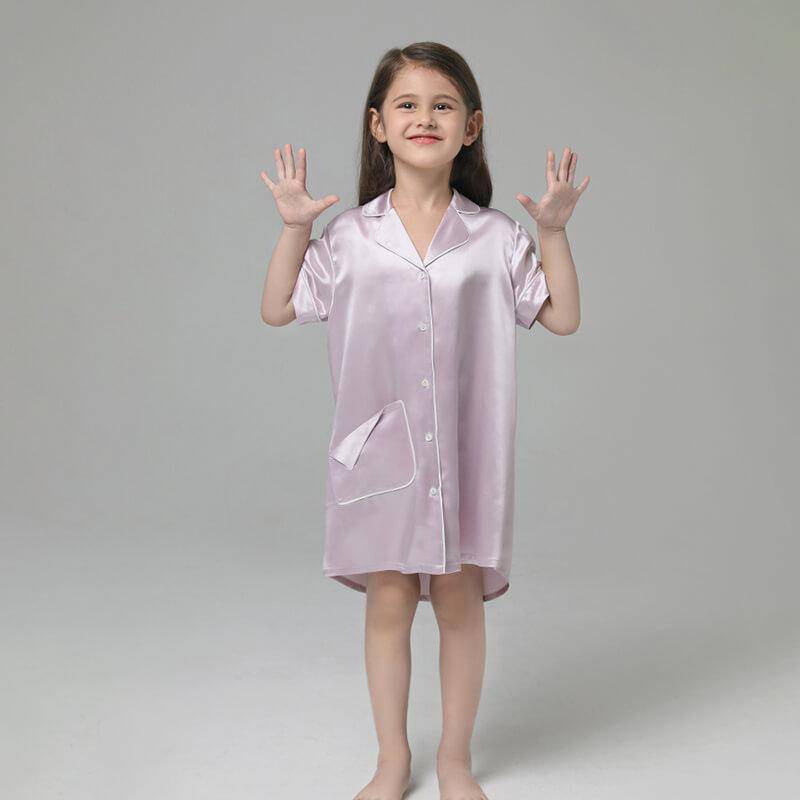 Camisón de seda para niñas Ropa de dormir para niños de seda pura - Imagen 8