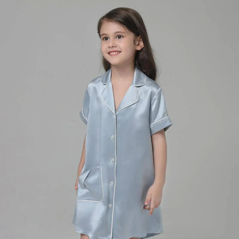 Camisón de seda para niñas Ropa de dormir para niños de seda pura - Imagen 7