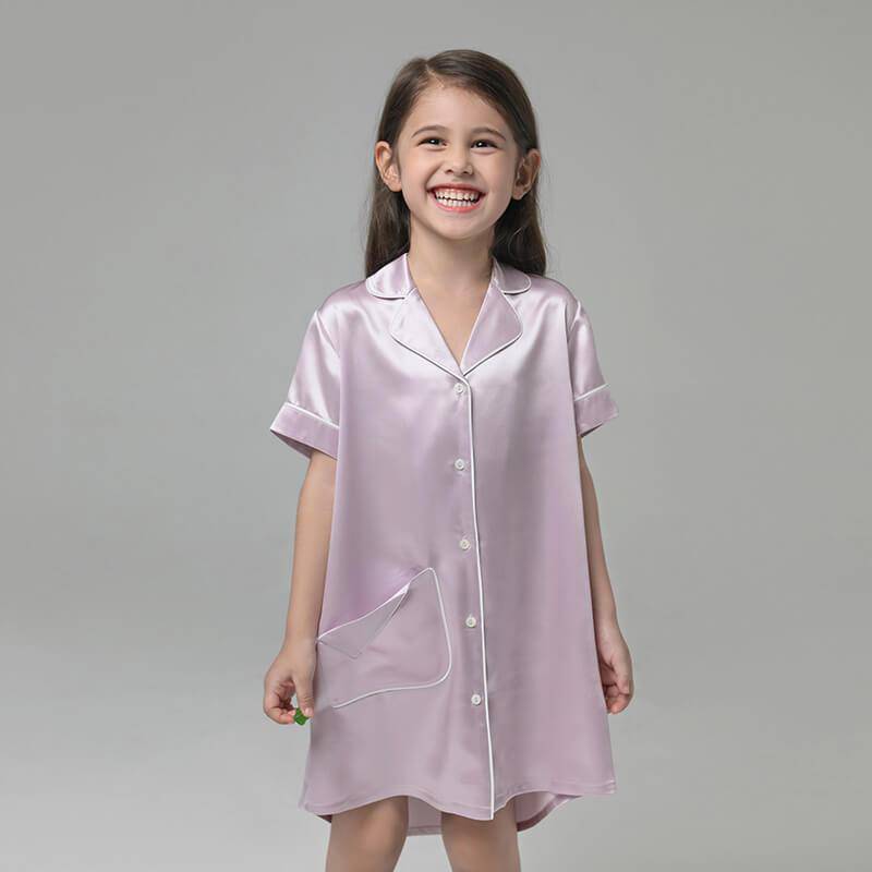 Camisón de seda para niñas Ropa de dormir para niños de seda pura - Imagen 6
