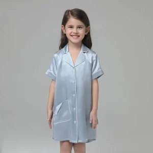 Camisón de seda para niñas Ropa de dormir para niños de seda pura