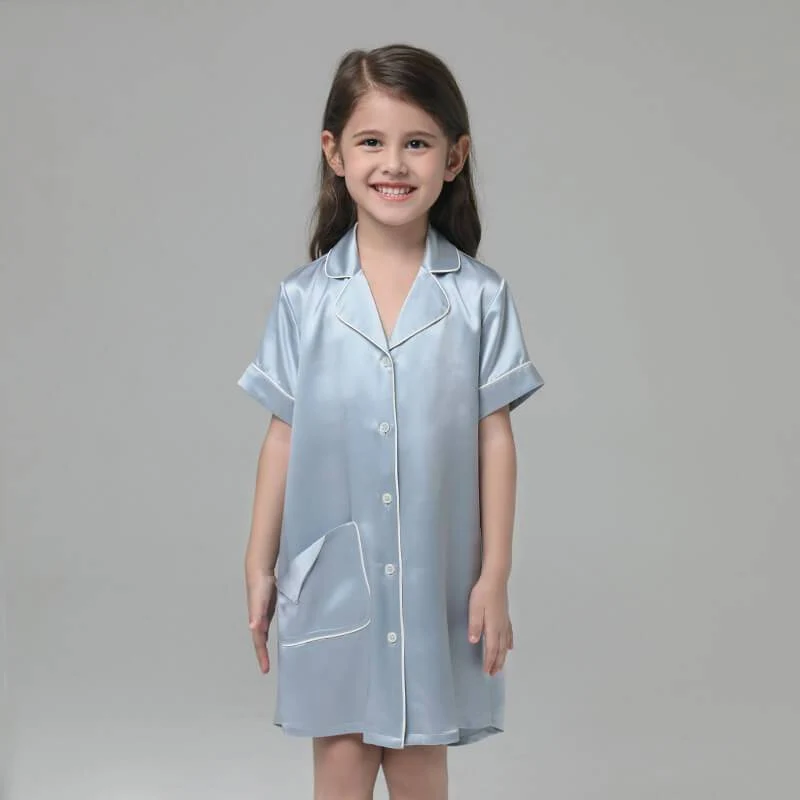 Camisón de seda para niñas Ropa de dormir para niños de seda pura - Imagen 2