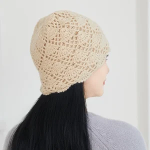 Gorro de cachemira de ganchillo hecho a mano para mujer Gorro de punto de cachemira