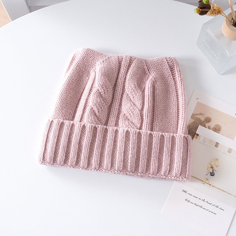 Gorro de cachemira tejido con ochos para niños Gorro de cachemira con dobladillo acanalado para niños y niñas - Imagen 2
