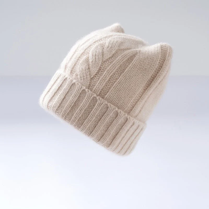 Gorro de cachemira tejido con ochos para niños Gorro de cachemira con dobladillo acanalado para niños y niñas - Imagen 4