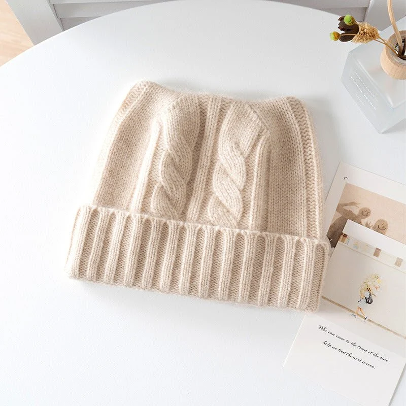 Gorro de cachemira tejido con ochos para niños Gorro de cachemira con dobladillo acanalado para niños y niñas - Imagen 3