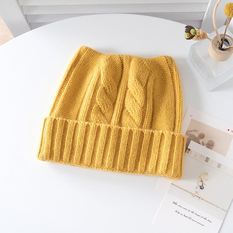 Gorro de cachemira tejido con ochos para niños Gorro de cachemira con dobladillo acanalado para niños y niñas - Imagen 7
