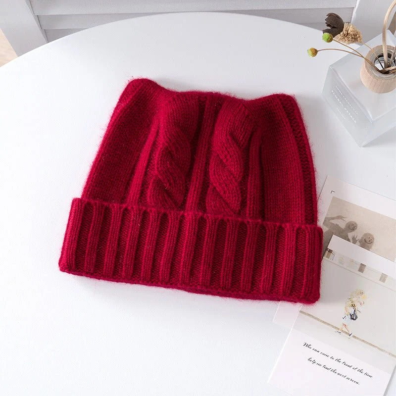 Gorro de cachemira tejido con ochos para niños Gorro de cachemira con dobladillo acanalado para niños y niñas - Imagen 6