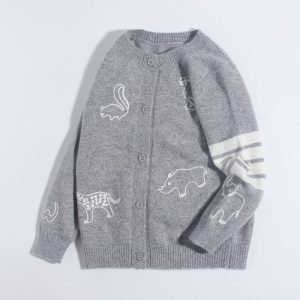 Cardigán infantil Cardigan Animal Bordado de bordado Sweater Cajero de cachemir