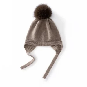 Gorro con orejeras de cachemira para niños con gorro de cachemira con cordón y pompón