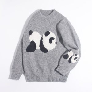 Sweater de cachemir para niños niños y niñas Panda Intarsia Cashmere Commerio