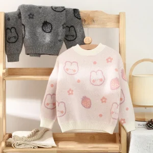Séter de cachemir para niños Conejito de fresa estampado de cachemira de cachemira