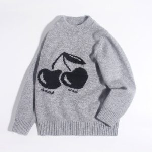 Suéter de cachemira para niños Cherry Intarsia Crew Chople Cajero de cachemira