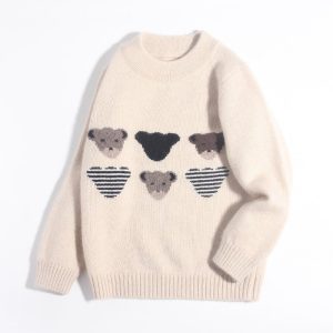 Suéter de cachemir para niños lindos patrones de osos de cachemira para niños pequeños