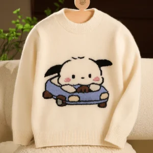 Sweater de cachemir para niños Conducción de cachorro Diseño de dibujos animados de cachemira