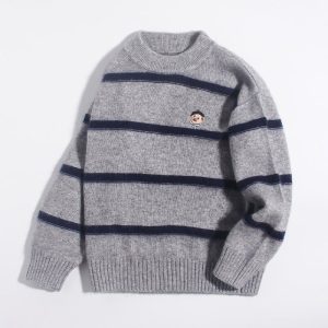 Kids Crew Teck Cashmere Sweater Stripes Patch de parche de dibujos.