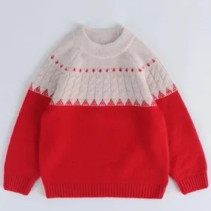 Niños Crew Neck Pure Cashmere suéter Nordic Knit Yoke Cajabos de cachemira