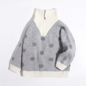 Sétidor de cachemir de lunares para niños Contraste con cremallera de zip de cachemira