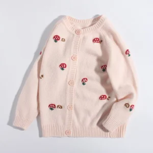 Kids Pure Cashmere Cardigan juguetón suéter de cachemir de champiñones