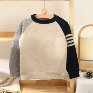 Niños Pure Cashmere Sweater Sweater Suge Stripe Crew Chople Cashmere Top