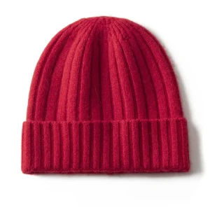 Gorro de cachemira acanalado para niños Gorro plegable de cachemira pura Multicolor