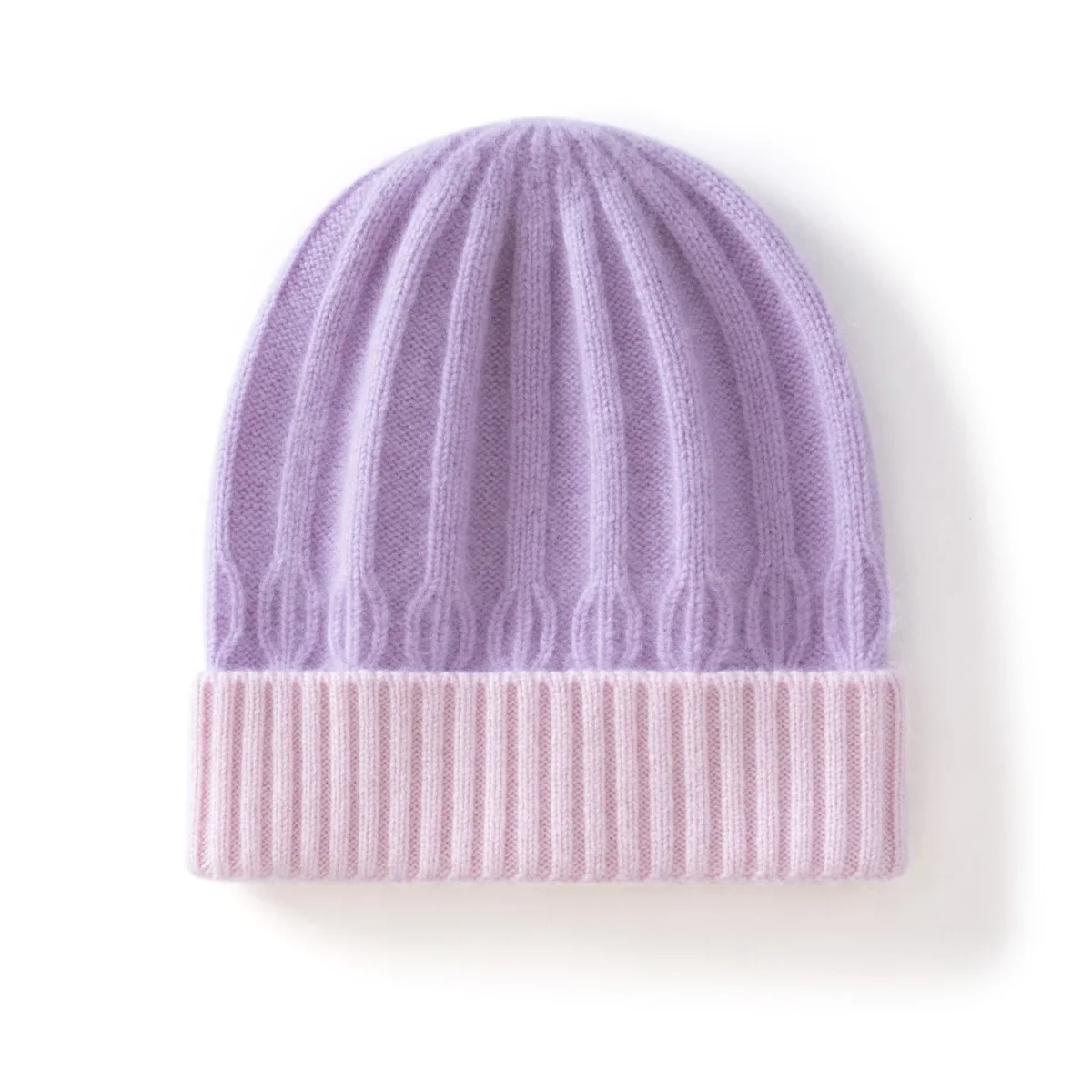 Gorro de punto de cachemira acanalado para niños Gorro de punto de cachemira con bloques de color y borde doblado - Imagen 4