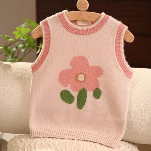 Niños Spring Otoño Cashmere Chaleco Diseño de flores de cachemira Pílamo de cachemir