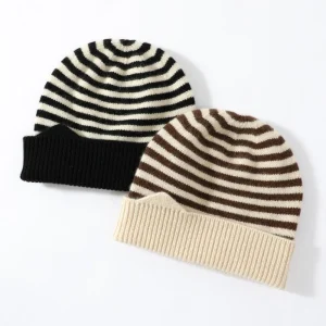Gorro de cachemira a rayas para niños Gorros de cachemira suave para niños