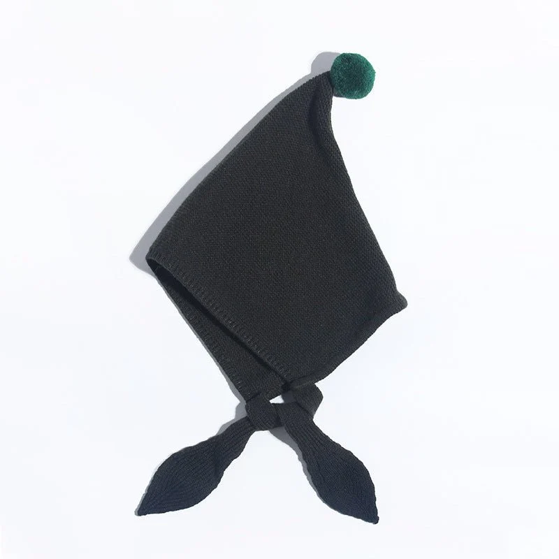 Gorro de cachemira con lazo para niños Gorros de cachemira de elfo tejidos con pompón - Imagen 4