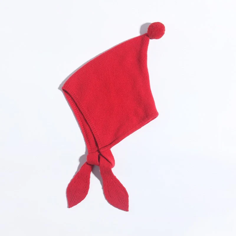 Gorro de cachemira con lazo para niños Gorros de cachemira de elfo tejidos con pompón - Imagen 3