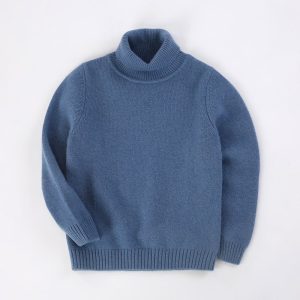 Suéter de cachemira con cuello alto para niños Jersey de cachemira de manga larga Dobladillo acanalado