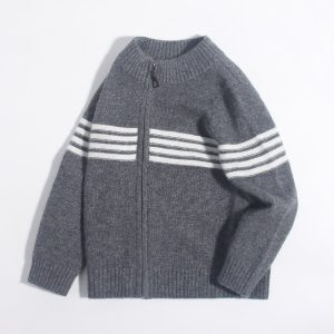 Séter de cachemir puro para niños Sweater Sporty Stripe Cashmere Chaqueta