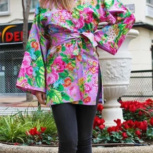 KIMONO DE ALGODÓN  CON FORRO MALVA