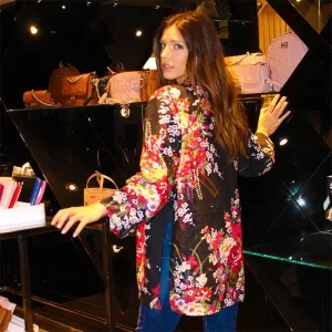 KIMONO CHAQUETA CRETONA “FLORES NEGRO”