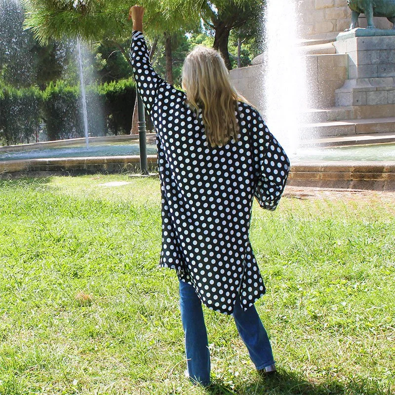 Kimono de semi seda Lunares y cebra sin forro - Imagen 3