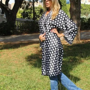Kimono de semi seda  Lunares y cebra sin forro