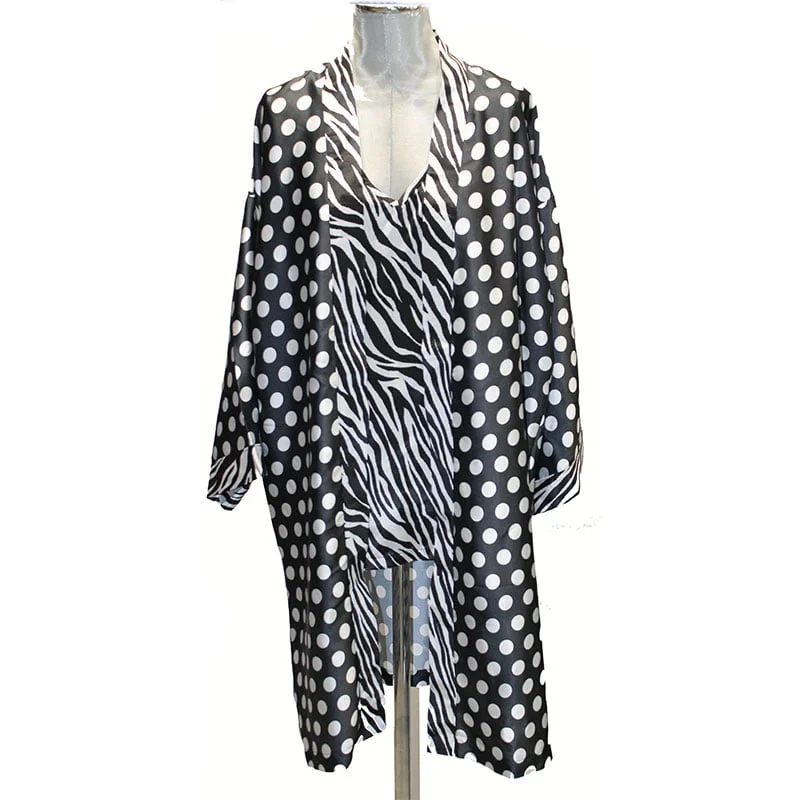 Kimono de semi seda Lunares y cebra sin forro - Imagen 6