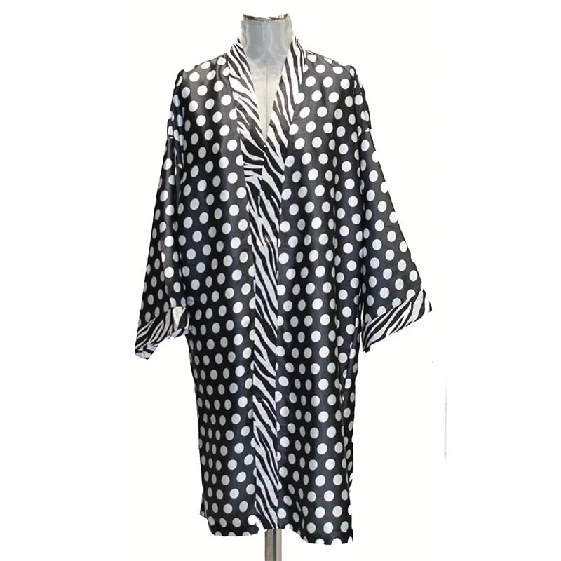 Kimono de semi seda Lunares y cebra sin forro - Imagen 5