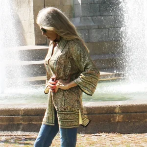 Kimono de seda  marrón «LIberty» con forro