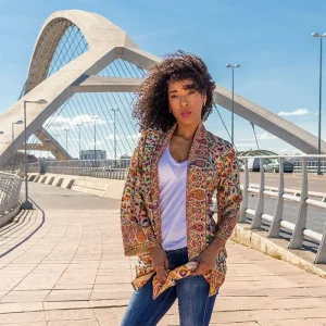 Kimono de semiseda estampada