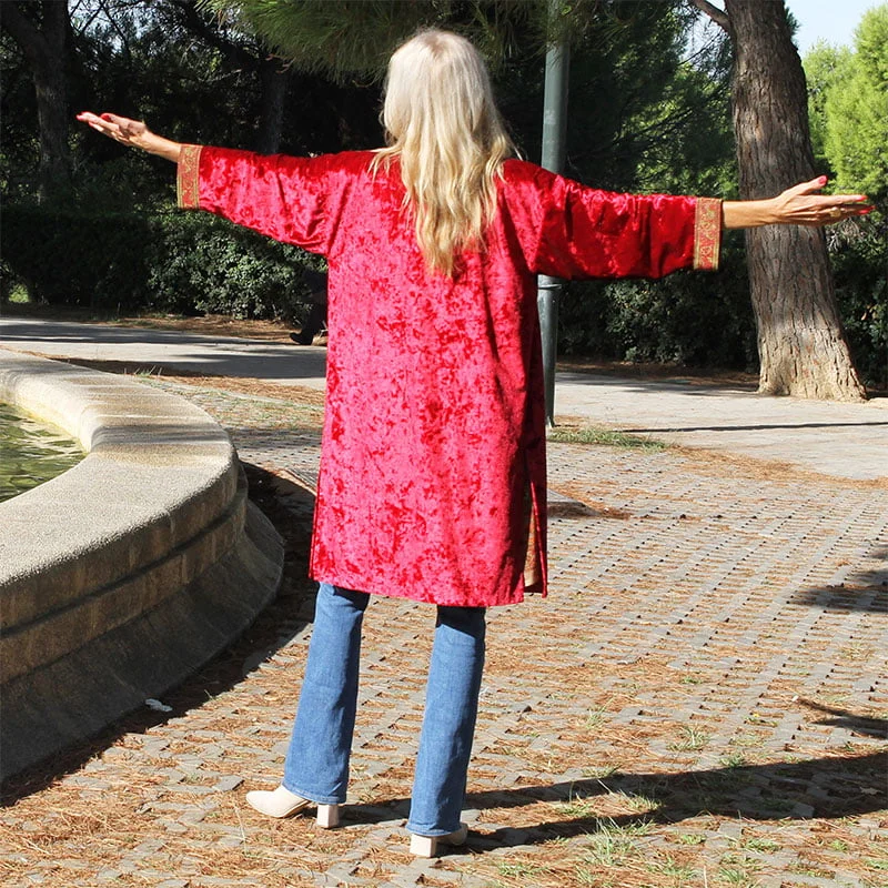 Kimono de terciopelo aguas y semiseda en colores en stock - Imagen 6