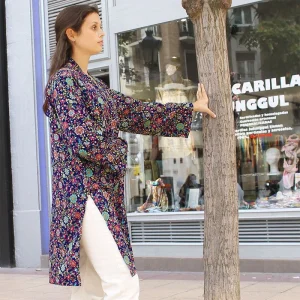 KIMONO SEMI SEDA “AZUL-CACHEMIR PAISLEY»