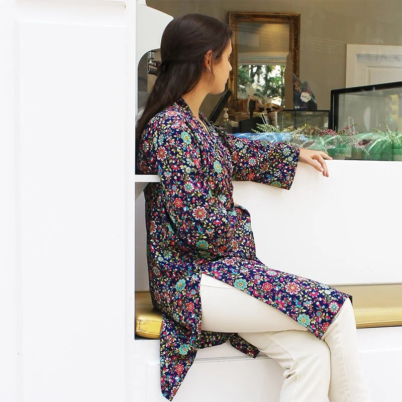 KIMONO SEMI SEDA “AZUL-CACHEMIR PAISLEY» - Imagen 3