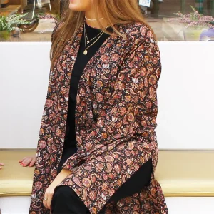 KIMONO SEMI SEDA “NEGRO-CACHEMIR PAISLEY»
