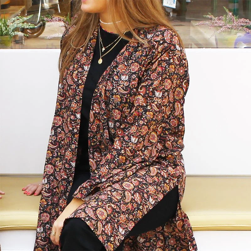 KIMONO SEMI SEDA “NEGRO-CACHEMIR PAISLEY» - Imagen 2