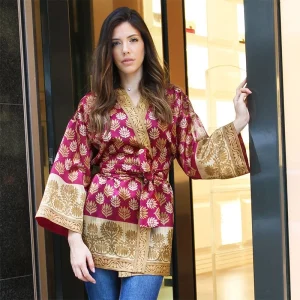 KIMONO SEMI SEDA FORRADO “RUBÍ ORO”