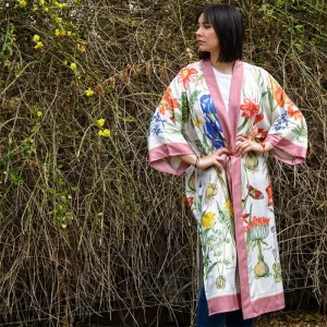 Kimono de pañuelos Flores rosa